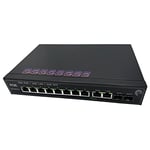 Elfcam® - PoE Commutateur Switch Fibre Optique avec 2 Ports SFP 1,25Go, 8 Ports PoE Gigabit Ethernet 10/100/1000Mbps, Plug & Play Non Géré (8 Ports PoE)