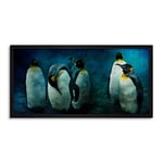 Wee Blue Coo Penguin Bird Antarctic Snow Long Panel Framed Wall Art Print