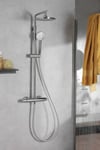 Colonne de douche thermostatique avec pommeau + douchette 1 jet + flexible + barre réglable, chromé, Jacob Delafon Marcel