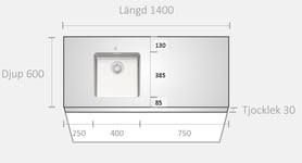 Stala Diskbänk måttanpassad M1400-VA0250NM