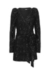 Sequins Mini Wrap Dress - Black