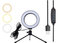 Aptel LED USB ringljus + stativljus färg vit ZD67B