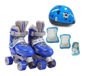 YDL Adjustable Roller Skates with Four Piles,Beginner Inline Skates Fun, Classic Indoor & Outdoor Childrens Roller Skates for Girls & Boys (Color : Blue, Size : 4UK)