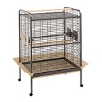 Ferplast Expert 100 Cage, Livrée avec Roues, Angles Anti-Projection, Grille de Protection, en Métal Vernis Noir pour Perroquets Robuste et Anti-Griffures, 124,5 x 100 x 156 cm