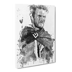 Clint Eastwood No.2 V3 Modern Canvas Wall Art Print Ready to Hang, Framed Picture for Living Room Bedroom Home Office Décor, 30x20 Inch (76x50 cm)