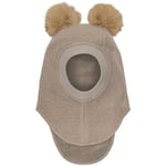 HUTTEliHUT balaclava wool alpaca pompoms – camel melange - 0-12m