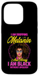 Coque pour iPhone 14 Pro Black Girl Lunettes de soleil Magic Afro Woman Honey Drip Rose vif