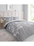 Catherine Lansfield Meadowsweet Floral Duvet Cover Set - Grey Pink