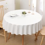 Homaxy Nappe de Table Aspect Lin Nappe Ronde 140 cm Nappe Exterieur Imperméable Anti-tâche Protection de Table pour Salle à Mangerr,Jardin - Blanc