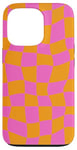 Coque pour iPhone 13 Pro Grand damier classique à carreaux orange et rose