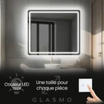 Miroir led Lumineux 120x60 cm Siena - Horizontal Arrondi de Salle de Bain Mural avec éclairage Blanc Froid 7000K