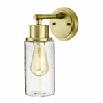 IP44 Wall Light Face Up or Down Bubble Glass Shade Brushed Brass LED E27 60W