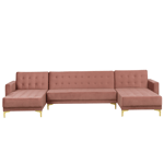 Canapé en Forme de U Convertible en Velours Rose Capitonnage Décoratif Aberdeen