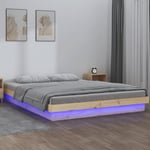 Design In - Lit Adulte,Lit double,Cadre de lit à led 140x190 cm bois massif CWV59820