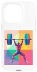 Coque pour iPhone 15 Pro Musculaire Guy Overhead Pressing a Massive Barbell