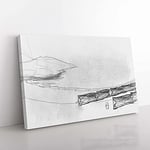 Big Box Art Boats on a Placid Lake in Abstract Canvas Wall Art Print Ready to Hang Picture, 76 x 50 cm (30 x 20 Inch), White, Grey