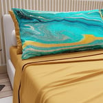 PETTI Artigiani Italiani - Cotton Sheets with Pillowcases in Digital Print, Pizza and a Half Sheet, Complete Bed Set, Ochre Yellow, 100% Made in Italy