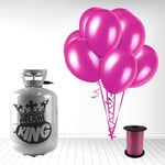 Disposable Helium Gas Cylinder with 30 Balloons and Curling Ribbon included (Fuschia, Single)