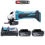 Makita DGA452Z 18v 115mm LXT Angle Grinder Body With 2 x 5Ah Batteries & Charger