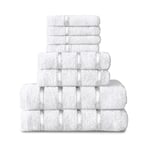 GC GAVENO CAVAILIA Lot de 8 Serviettes Super Douces en Coton égyptien - Séchage Rapide - Très absorbantes - Blanc - (4 Serviettes pour Le Visage + 2 essuie-Mains + 2 Serviettes de Bain)