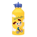 Gourde enfant Acier inoxydable DRAEGER PARIS - Facile à nettoyer - gourde réutilisable - Idéale pour parc, école - Contenance 300ml - 17 cm x 6,5 cm - Jaune - Message inscrit : Roi De La Glisse