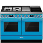 Smeg CPF120IGMPT Portofino 120cm Turquoise Dual Cavity Range Cooker with Mixed Fuel Hob