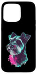 Coque pour iPhone 15 Pro Max Mini Schnauzer Splash Art coloré pour les amoureux du schnauzer