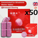 50x SCREEN WASHER WINDSCREEN FLUID SCREENWASH TABLETS WIPER CAR TAB GLASS UK