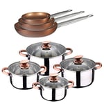 San Ignacio Batterie de Cuisine 8 pièces SIP + Lot de 3 sARTENES 20, 24 et 28 cm Professional Chef Copper Plus, chromée, Unique