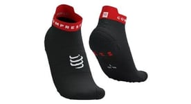 Chaussettes compressport pro racing socks v4 0 run low noir rouge