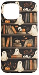 iPhone 15 Cute Spooky Ghosts Skull Pumpkins Bookshelf Bookworm Bookish Case