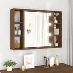 Maison Chic - Armoire murale de salle de bain à miroir Moderne - Placard de Rangement - avec led Chêne marron 76x15x55 cm Chic-483215