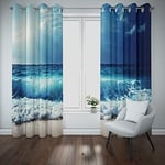 MUZHILI Sea Style Navy Blue Blackout Curtains for Bedroom Living Room, Eyelet Th