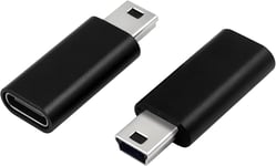 Adaptateur USB C vers Mini USB, Adaptateur Mini USB vers USB C, Prise USB C de Type C vers Prise Mini USB Connexion d'ordinateurs (Noir)