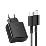 45W nopea laturi Samsung USB-C:lle + 1M TYPE C -kaapeli - 45W alkuperäinen laatu, supernopea lataus