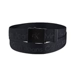 Calvin Klein Men's Casual Military Buckle-Adjustable Web Belts-1 Pack and 3 Pack Options, Double Black, Medium (34-36)