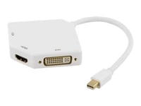 Deltaco Dp-Multi2 - Videoadapter - Mini Displayport Hane Till Hd-15 (Vga), Dvi-I, Hdmi Hona - 25 Cm - Vit