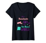 Womens Proud Girl Just a Massachusetts girl in a New Mexico World V-Neck T-Shirt