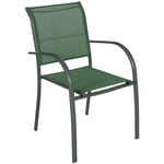 Hesperide - Fauteuil de jardin empilable Piazza vert olive & graphite en aluminium traité époxy - Hespéride