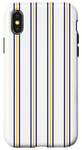 Coque pour iPhone X/XS Blanc Bleu Jaune Rayé Girly Esthétique Preppy Stripe