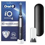 Oral-B iO4 Electric Toothbrushes For Adults, 1 Toothbrush Head & Travel Case, 4 Modes With Teeth Whitening, UK 2 Pin Plug, Black