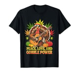 Peace Love and Gobble Power Thanksgiving Reggae Rasta Turkey T-Shirt