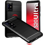 Coque Samsung S20 Ultra Silicone Transparent Gel Tpu Effet Carbone Noir