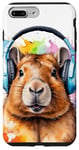 iPhone 7 Plus/8 Plus Capybara Headphones Capy Colorful Animal Art Print Graphic Case