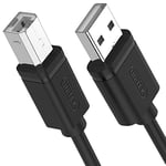 Unitek Câble USB A vers USB B (mâle) I 5 m, USB 2.0, PVC, 28AWG, 100% cuivre, noir I Câble de données pour imprimante/imprimante compatible avec PC, ordinateur portable