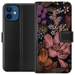 Apple iPhone 12  Sort Lommebokdeksel Tecknade blommor