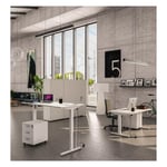 Bureau individuel réglable en hauteur électrique Talia Blanc 68 cm NIVO : bureau D140x80/cpl blanc perle/cpi