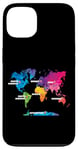 Coque pour iPhone 13 Carte Colorée Terre Pays Continent Géographie Carte Du Monde