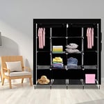 Outvita Armoire de Rangement Penderie Tissu Armoire Chambre Portable pour Chambre D'adulte avec Housse 12 Couches - 169,5x44x181,5cm, Noir…