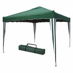 VERDELOOK Tonnelle pliable en métal avec couverture en polyester vert, dimensions 3 x 3 m